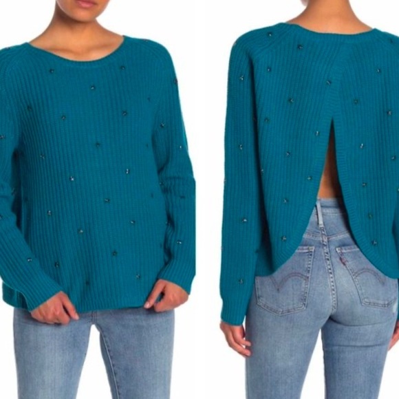 NWT Wildfox Erika Stud Stars Knit Sweater Open Back - Picture 1 of 11